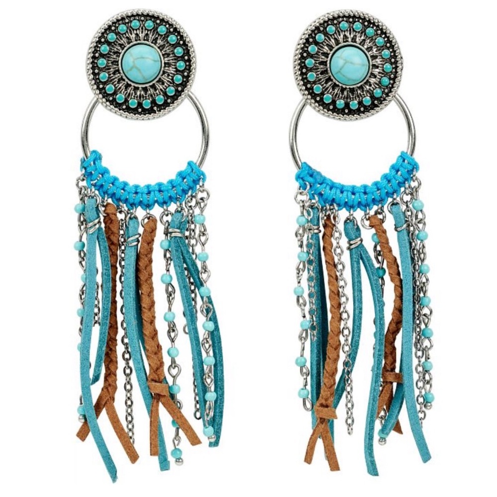 JUSTIN BOOTS CONCHO EARRINGS WITH FRINGE
